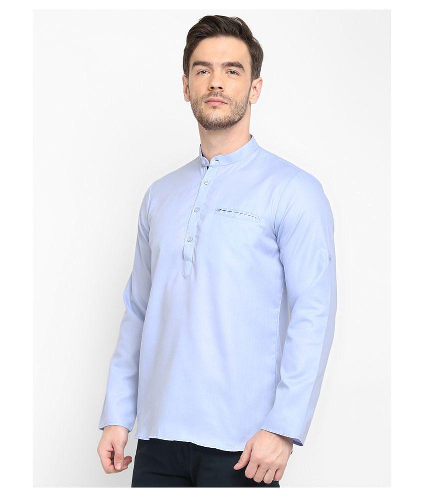 Hangup Blue Cotton Blend Kurta Single - None