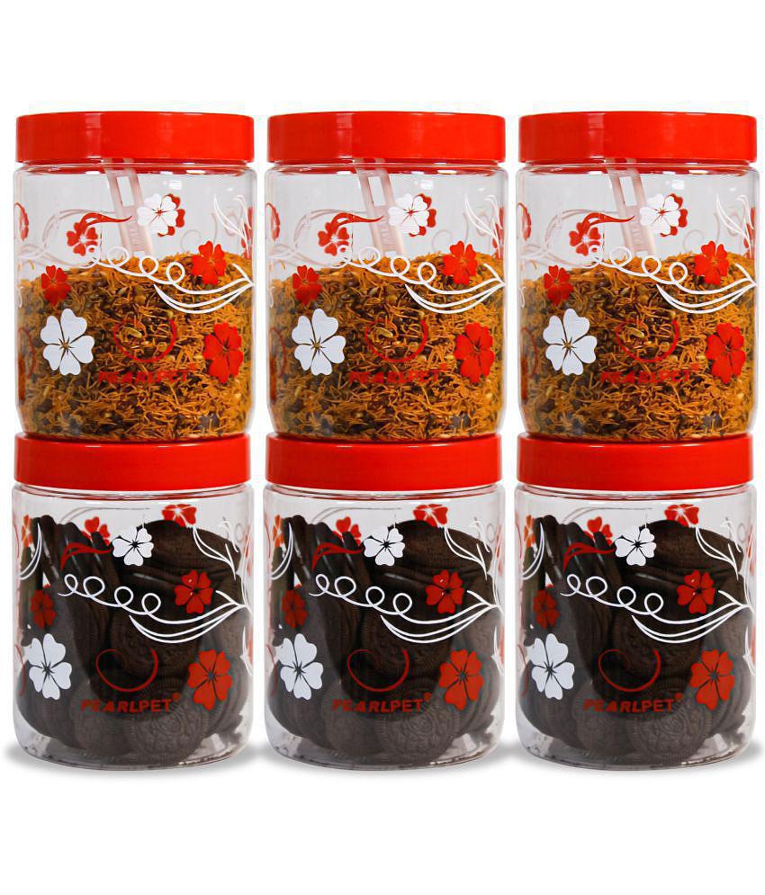 PearlPet - Red Plastic Spice Container ( Set of 6 ) - 1800 ml - Red