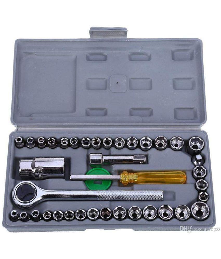 GKBOSS Aiwa 40Pcs (Including Box) Combination Socket Wrench Tool Set 40 Pcs Scr Combination Spanner