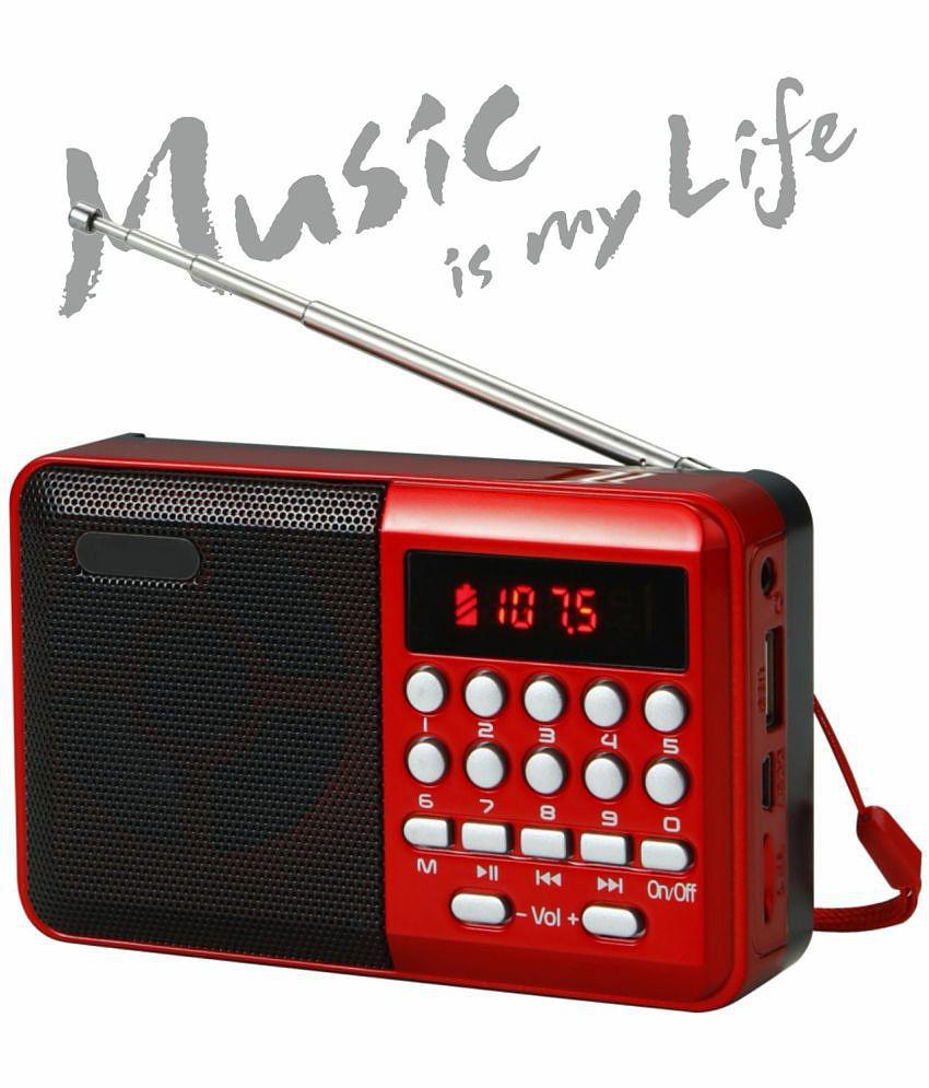 Neo M34 RADIO 5 W Bluetooth Speaker Bluetooth v5.0 with USB Playback Time 4 hrs Red - Red