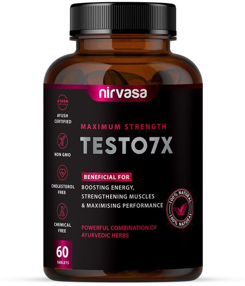 Nirvasa TESTO7X Tablet, for Stamina, Performance and boosts T-Level in men,enriched with Tribulus terrestris, Ashwagandha Safed Musli (1 X 60 Tablets)