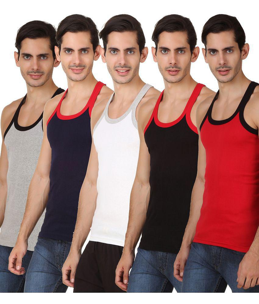 HAP - Multicolor Cotton Men's Vest  ( Pack of 5 ) - None