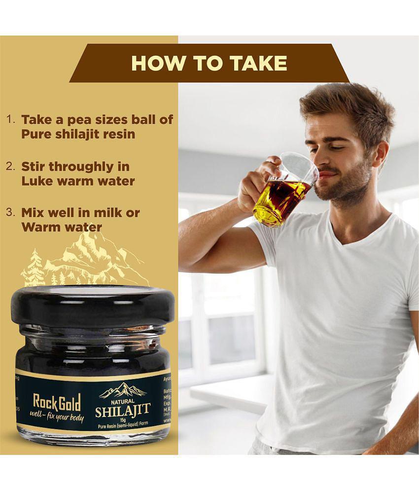 Rockgold Pure Ayurvedic Raw Shilajit/Shilajeet Resin (Semi Liquid) - 15 Gram (Pack of 2)