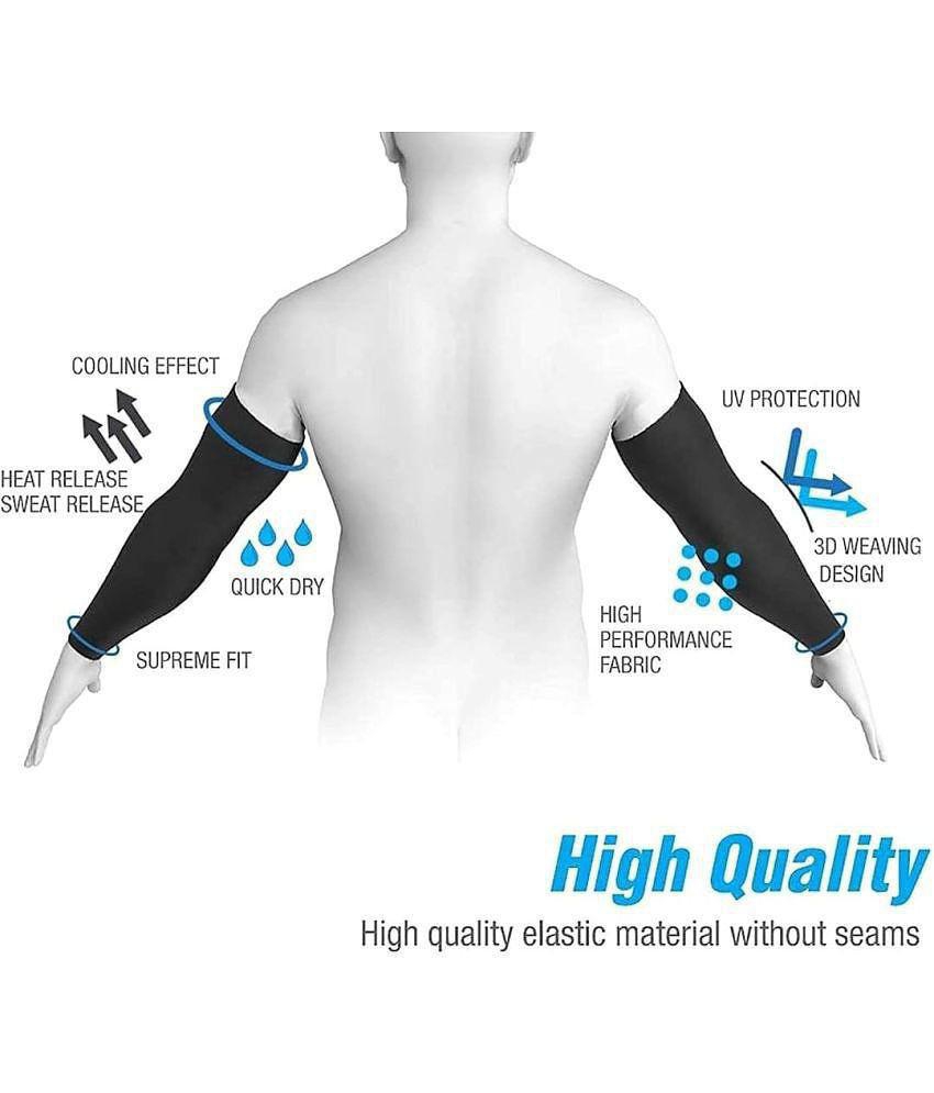 HSP ENTERPRISES  High Performance UV Sun Protection Arm Sleeves for Athletic, Cricket, Bike Riding,Cycling Lymphedema, Basketball ,Baseball, Running, & Outdoor Activities ( Black) - Black