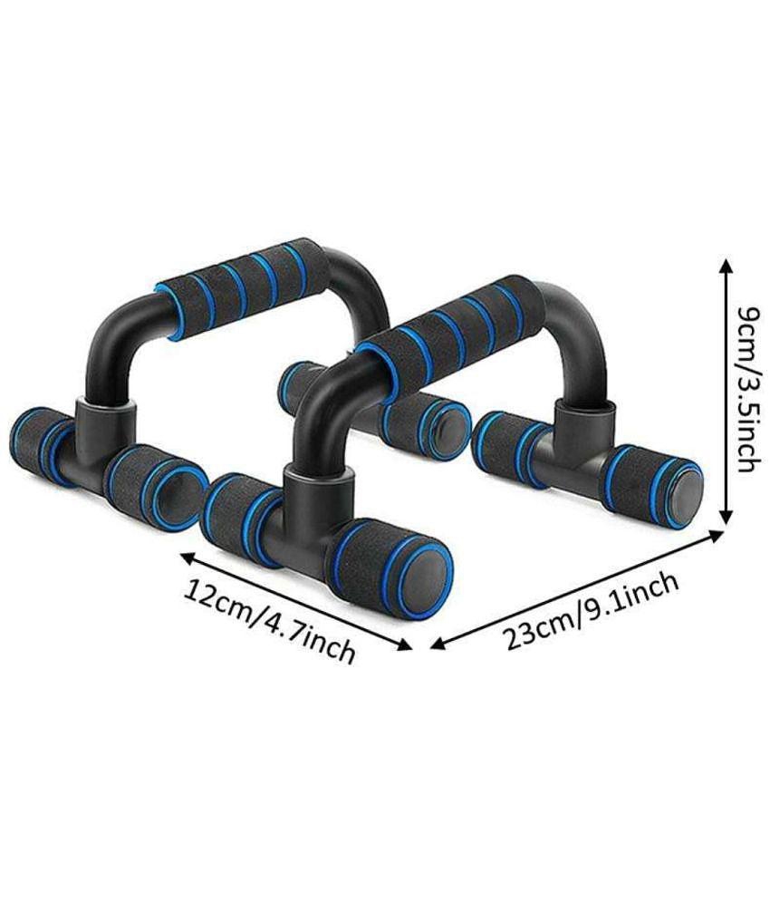 HORSE FIT Push-Ups Stands & Resistance Band Toning Tube Combo Steel Bars with Cushioned Foam Handle T Shaped for Upper Bodybuilding Chest Muscles Training Home Gym Exercise Equipment - Multi