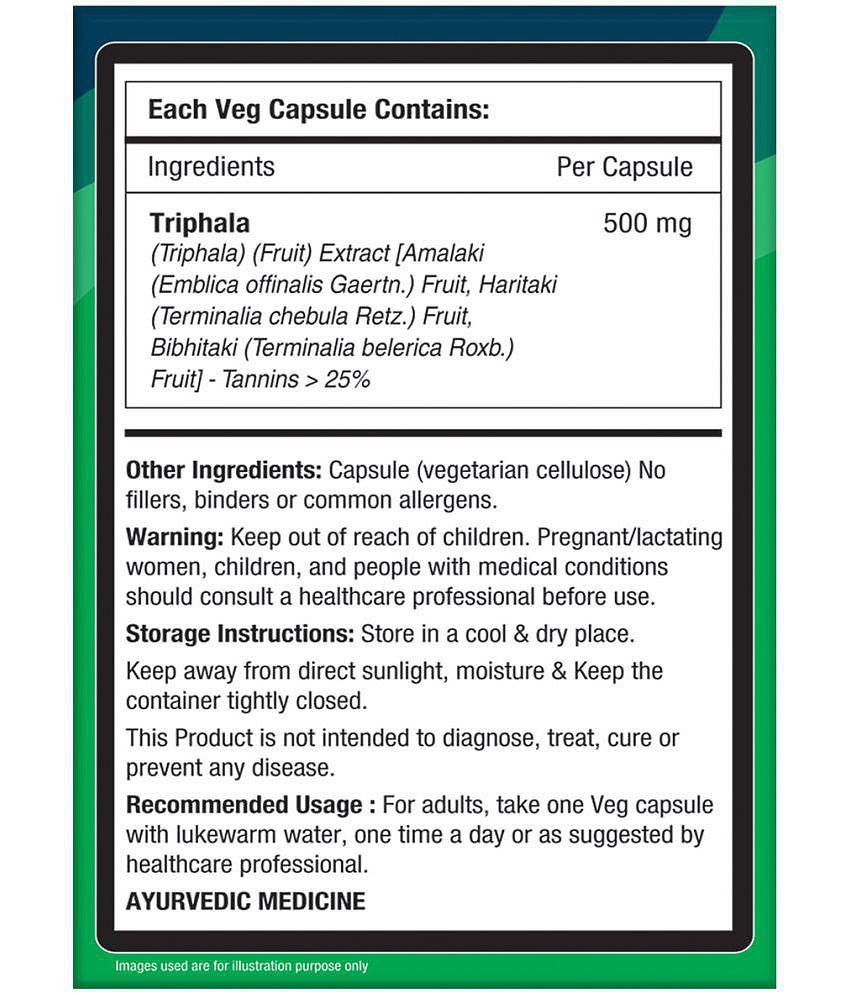 NourishVitals Triphala Pure Herbs, 500 mg Triphala Extract, Bowel Wellness, 60 Veg Capsules (Pack Of 3)