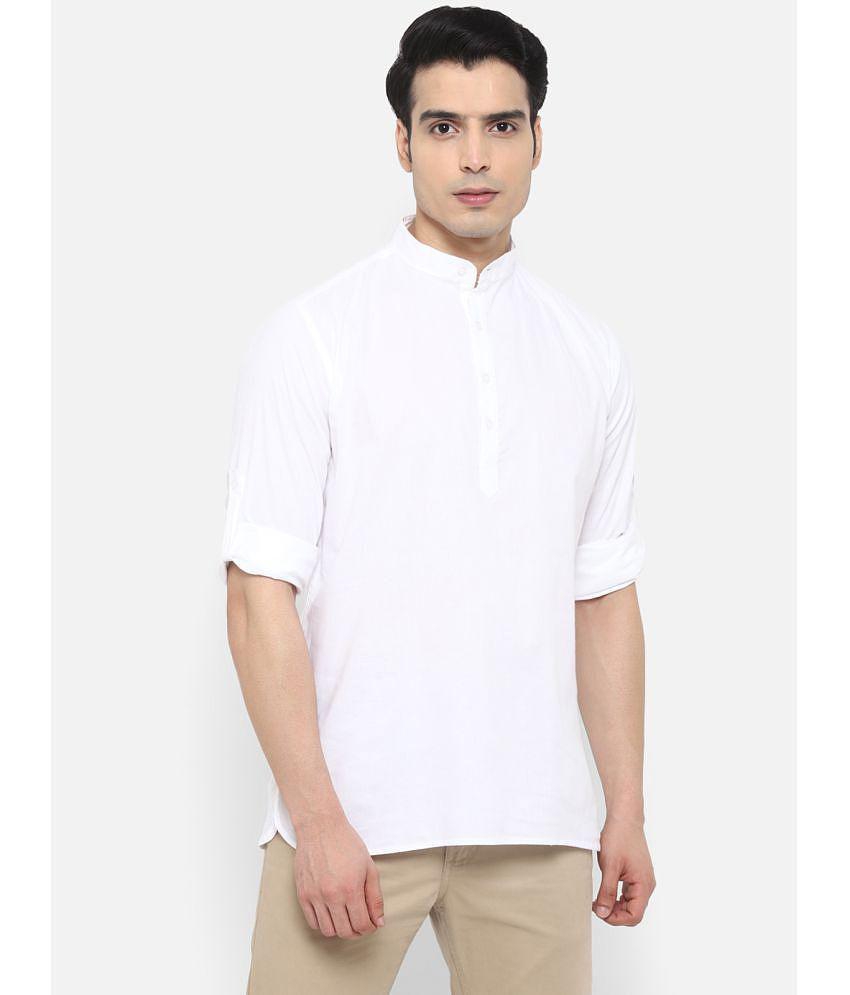 Springberry - Shirt Style 100 percent Cotton White Men's Kurta ( Pack of 1 ) - None