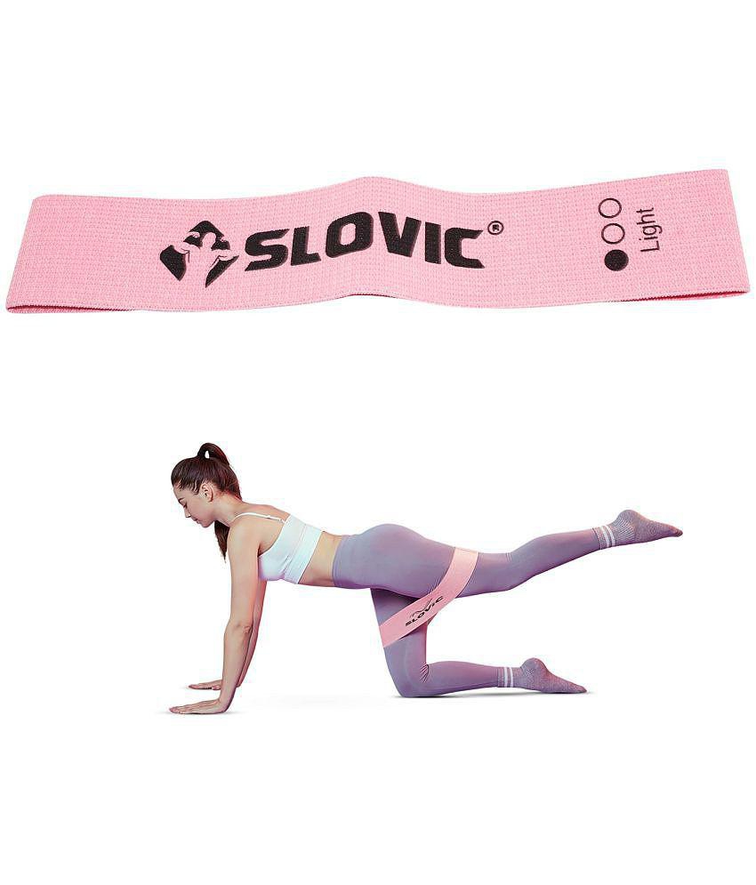 SLOVIC Fabric Resistance Band (Light) | Resistance Mini Loop Bands for Workout for Men, Women with Exercise Bands Workout Guide - Pink