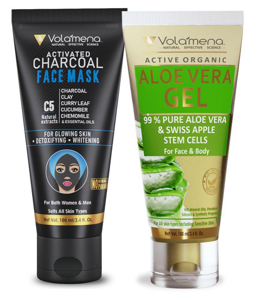 Volamena C5 Chrcoal Face Mask With Aloe vera Gel Facial Kit 100 ml each mL Pack of 2