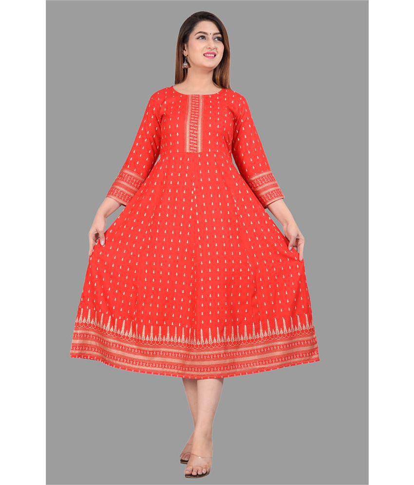 SIPET - Red Rayon Women''s Anarkali Kurti ( Pack of 1 ) - None