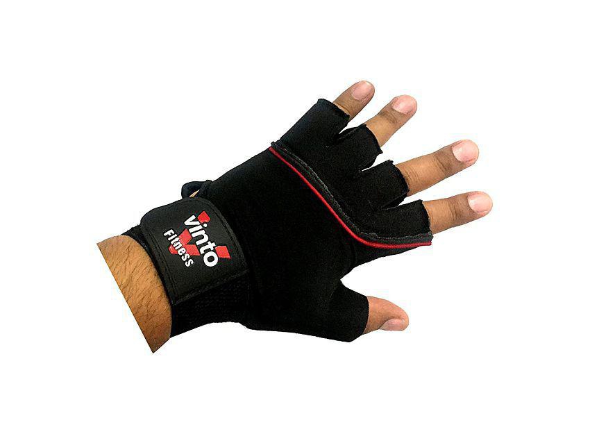 VINTO Fitness Comfortable Neoprene Gym Gloves Black RED - One Size