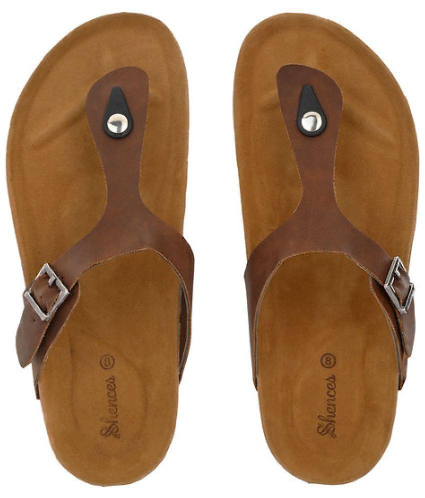 SHENCES - Brown Men's Leather Slipper - None