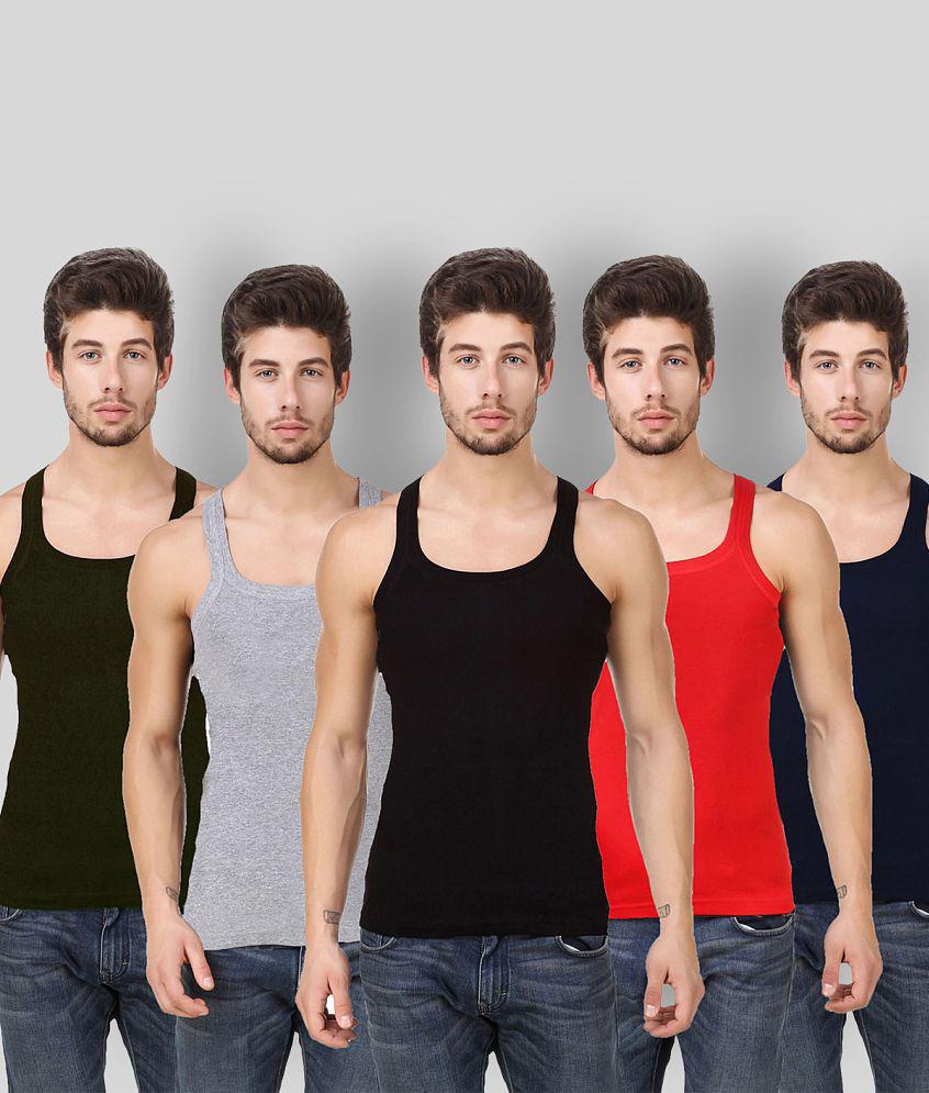 HAP - Multicolor Cotton Blend Mens Vest ( Pack of 5 ) - 70