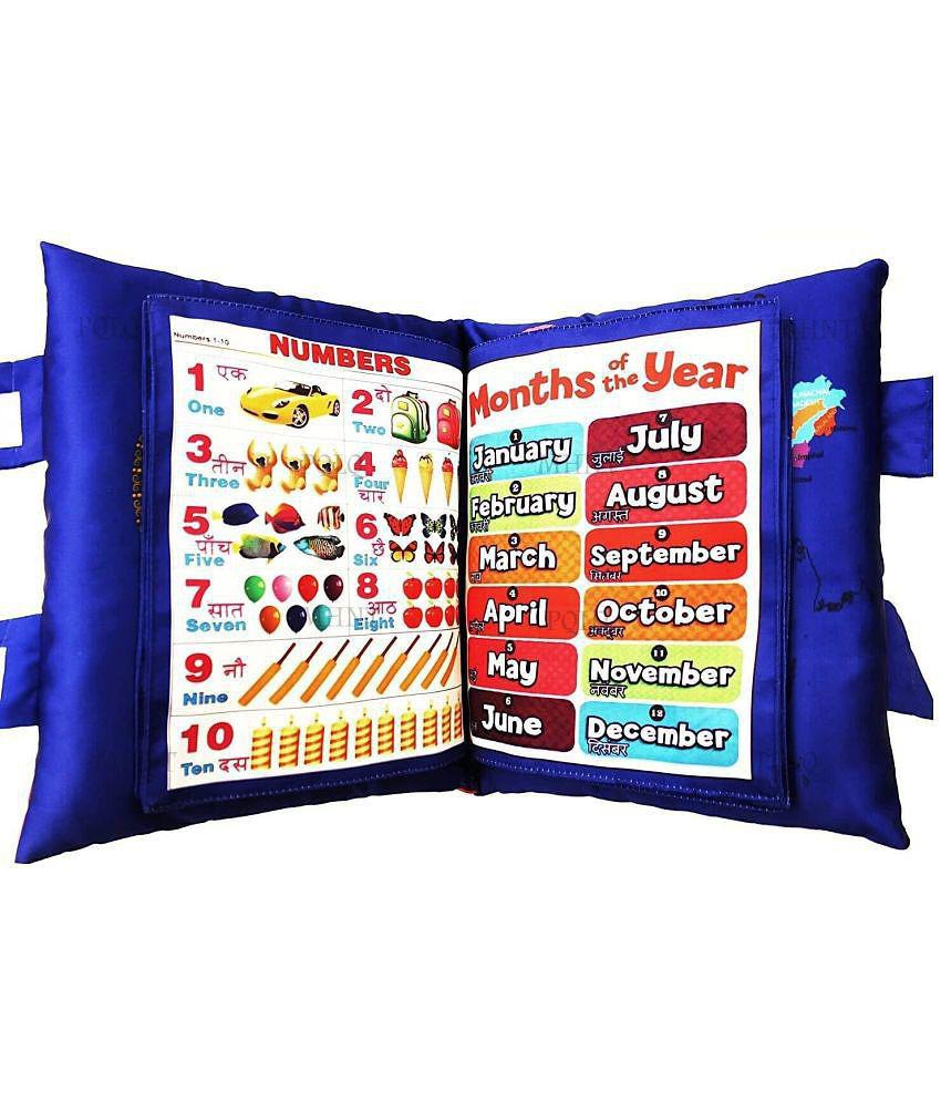 Learning Cushion Pillow Book for Kids with 2 Languages ??to Learn - English and Hindi, Soft Fabric Cloth Books, Developmental Books for Kids Boys and Baby Girls