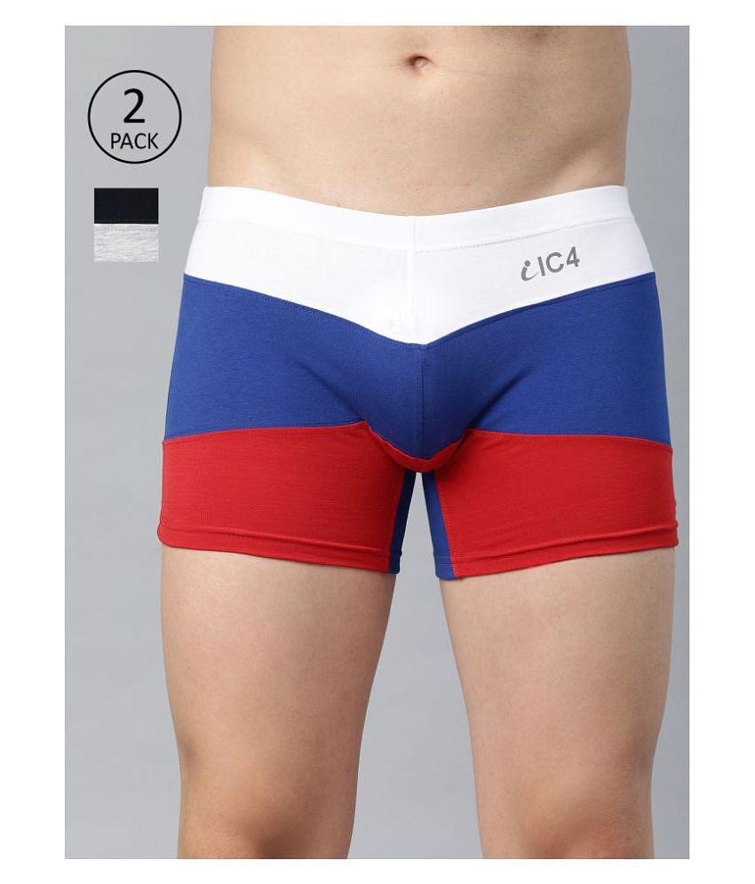 IC4 - Multicolor Cotton Blend Men's Trunks ( Pack of 2 ) - L