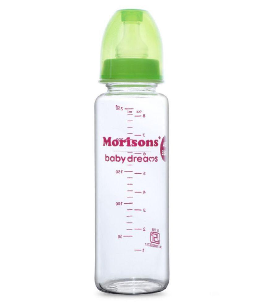 Morisons Baby Dreams Glass Feeding Bottle 250ml - Green