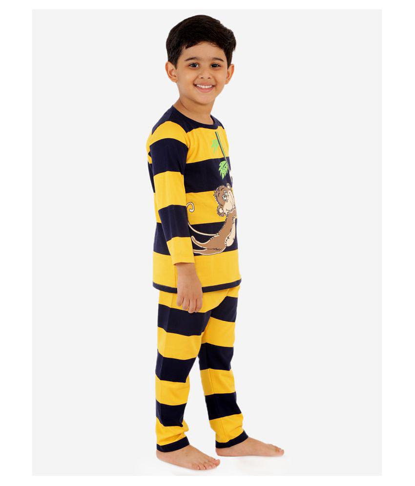 Lazy Shark Boys Yellow  Black Printed Night suit - None