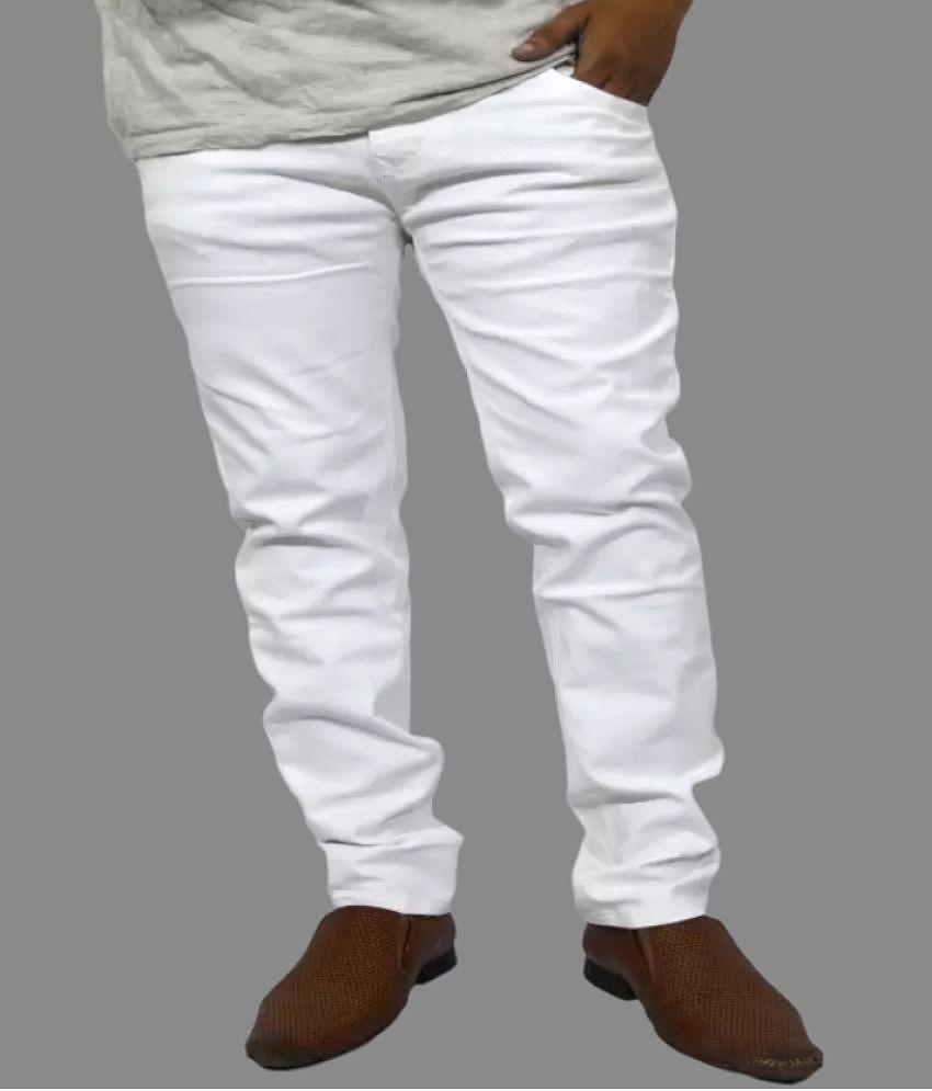 HALOGEN - White Denim Slim Fit Mens Jeans ( Pack of 1 ) - None