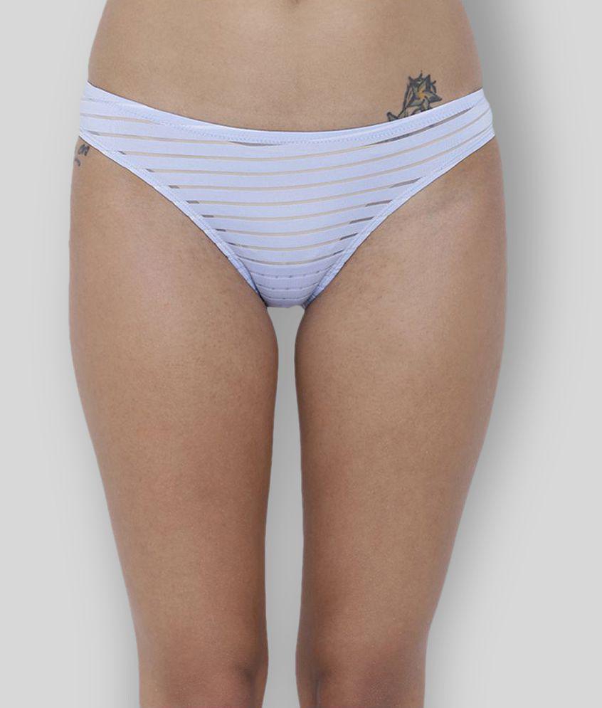 Trendy Men BASIICS By La Intimo - Blue Polyester Striped Women's Briefs ( Pack of 1 ) - None 202