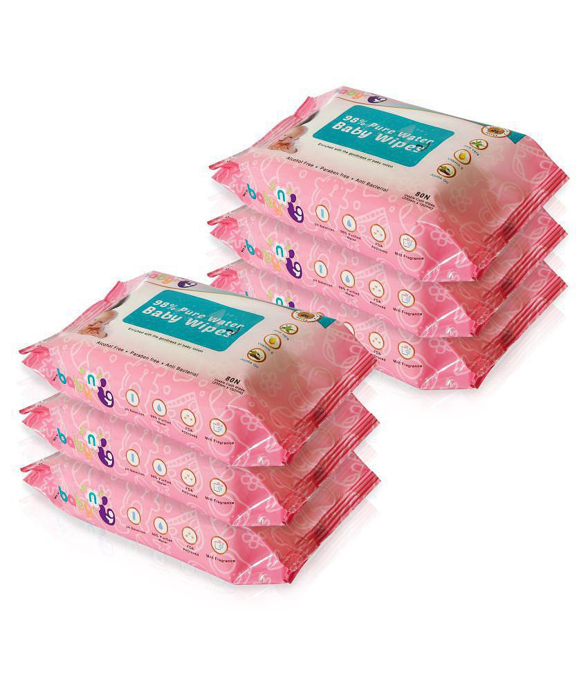 Babynu 98% Pure water wipes (80 wipes/pack) (Pack of 6)