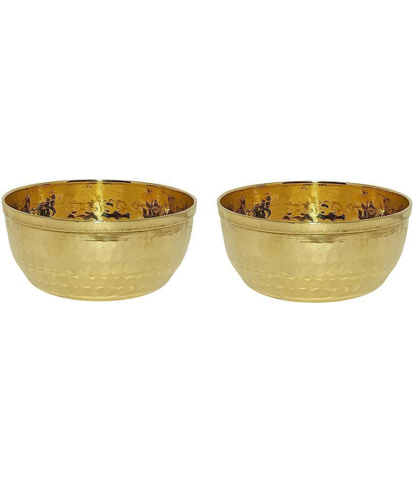 A & H ENTERPRISES - Hammered Katori /Sabzi Bowl Brass Cereal Bowl 200 mL ( Set of 2 ) - Brass