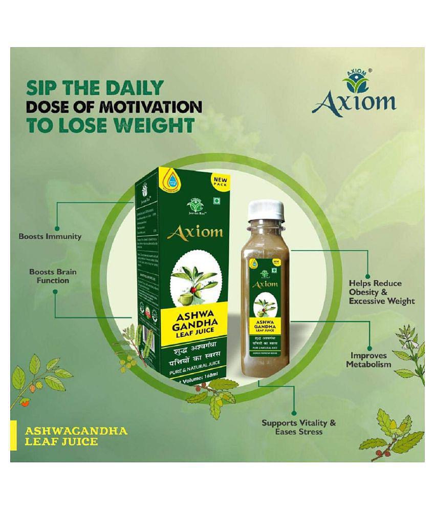 Axiom Ashwagandha Leaf Juice 160 ml (Pack of 2) | Helps in Fat Reduce | Immunity Booster |100% Natural herbal Juice | WHO-GMP,GLP,ISO Certified Product