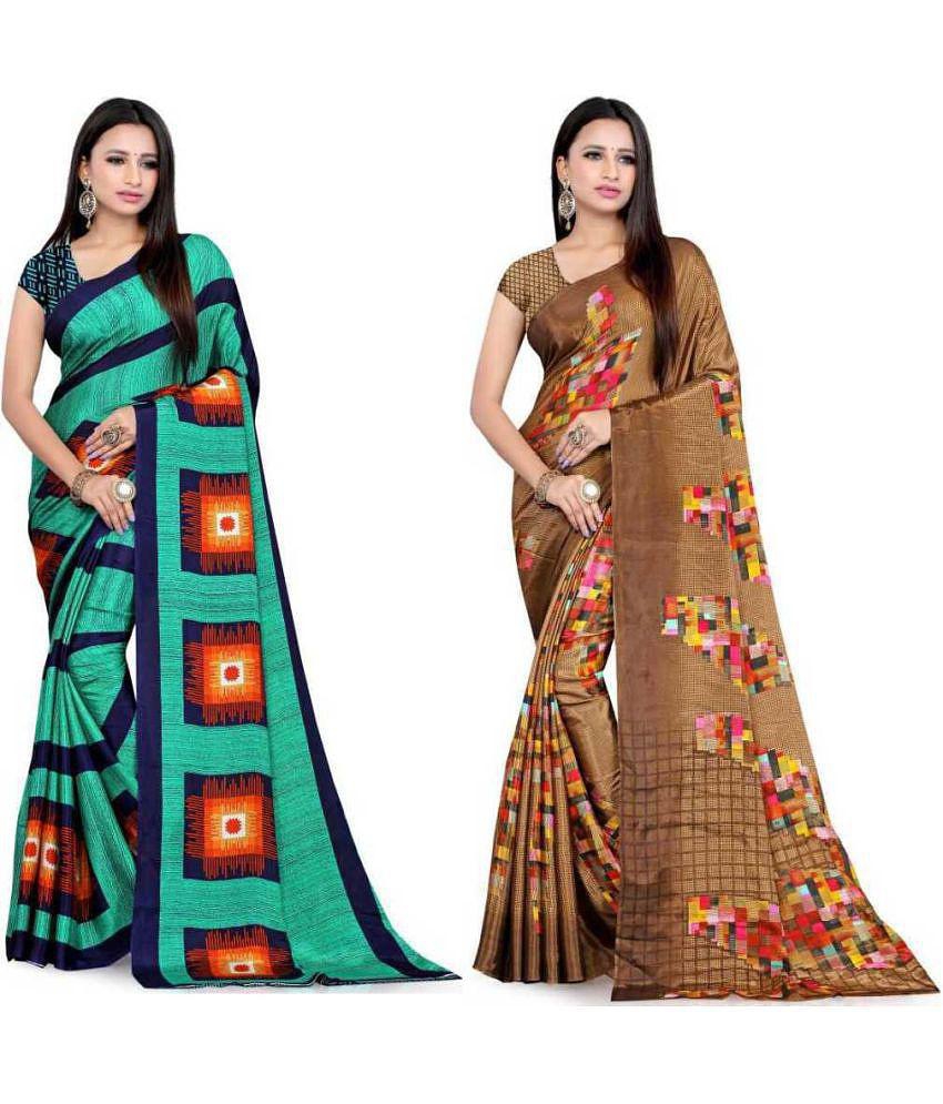 LEELAVATI - Multicolor Crepe Saree With Blouse Piece ( Pack of 2 ) - Multicolor