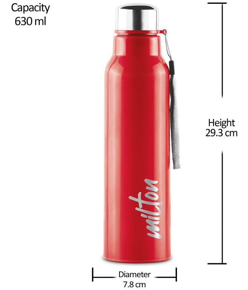 Milton Steel Fit 900 Insulated Inner Stainless Steel Water Bottle, 1 Piece, 630 ml, Red | Easy Grip | Leak Proof | Hot or Cold | School | Office | Gym | Hiking | Treking | Travel Bottle - Re