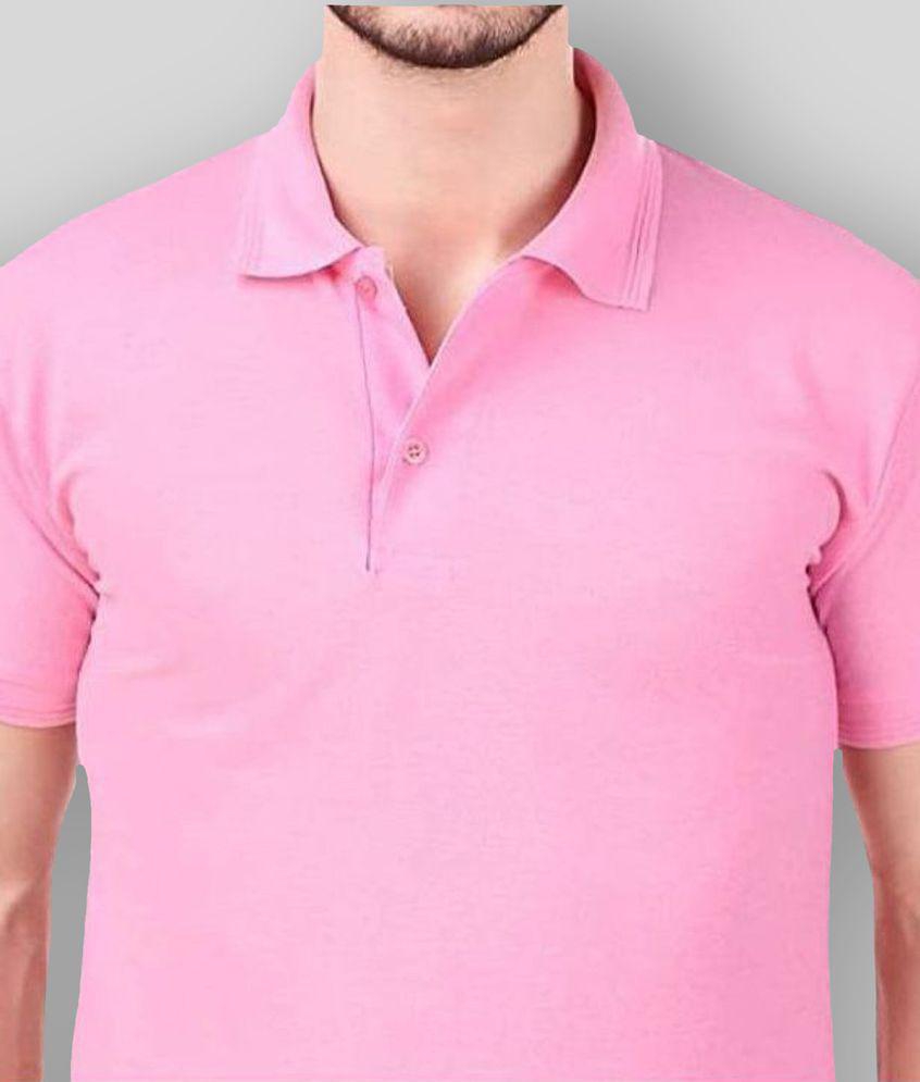 Chic Men SKYRISE - Pink Cotton Blend Slim Fit Mens Polo T Shirt ( Pack of 1 ) - None 2025 at Sho