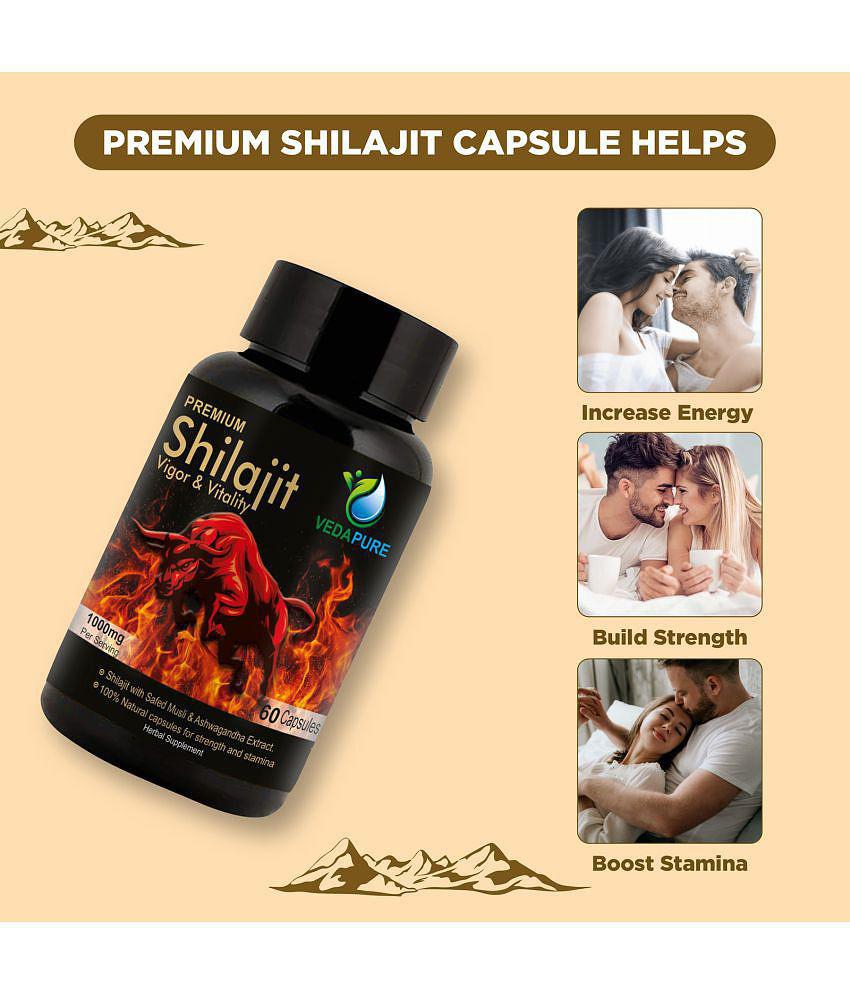 Vedapure Premium Shilajit for Stamina, Power -Men & Women - 60 Cap