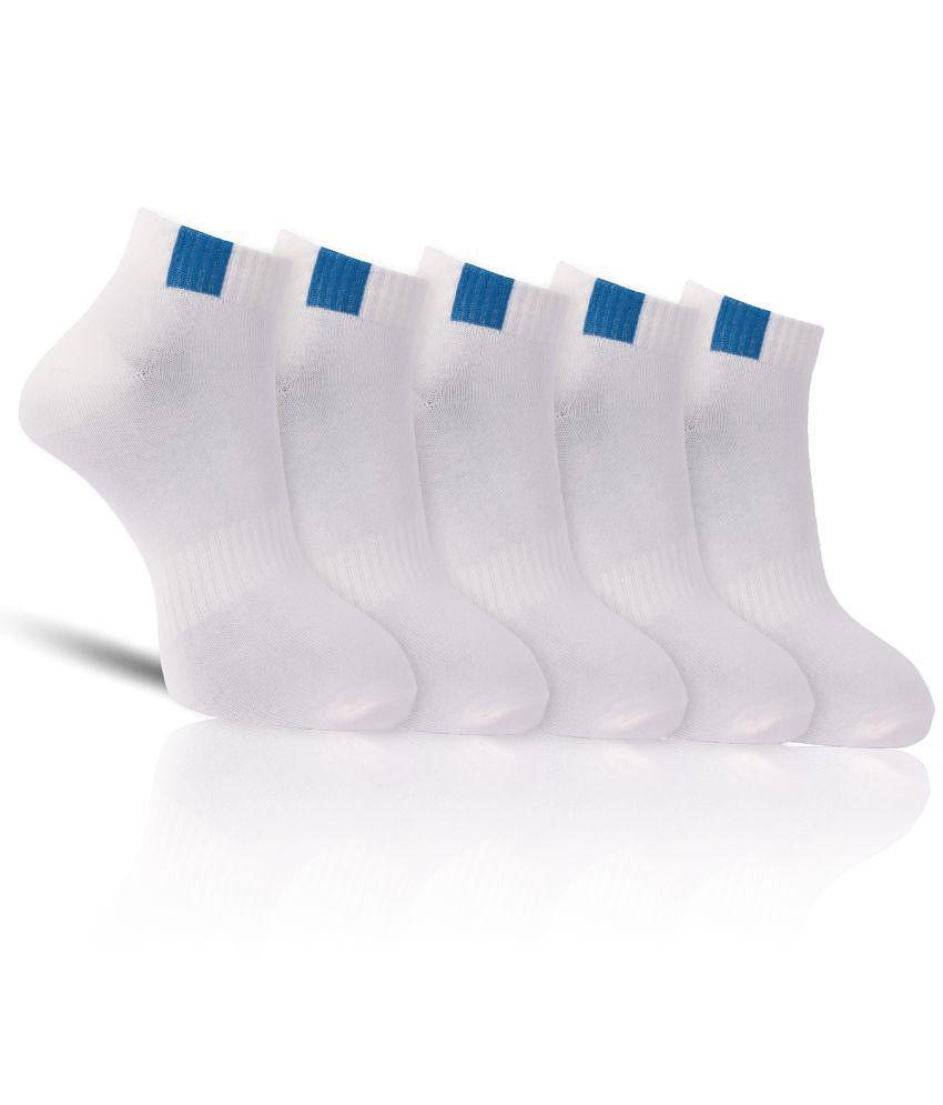 Dollar - Cotton Men's Solid White Ankle Length Socks ( Pack of 5 ) - White