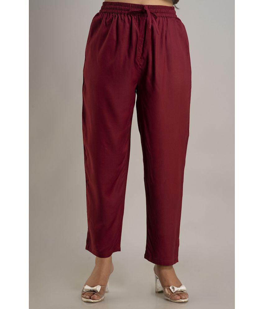 Doriya - Maroon Rayon Straight Womens Palazzos ( Pack of 1 ) - None