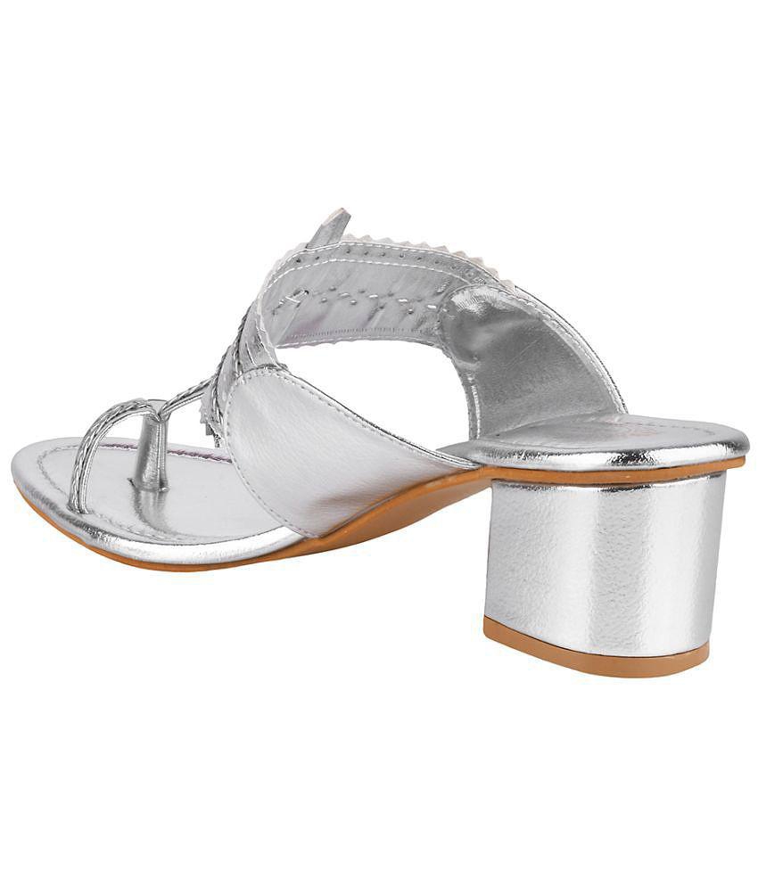 Shoetopia - Silver Women''s Slip On Heels - None