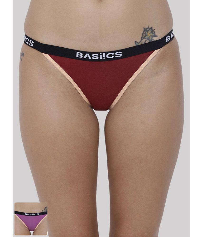 Top Men BASIICS By La Intimo - Multicolor BCPBR090B Cotton Lycra Solid Womens Crotchless ( Pack 