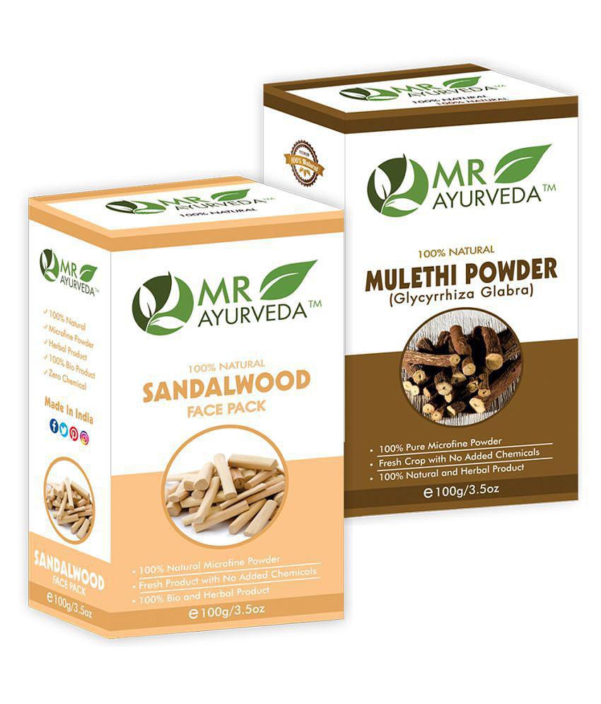 MR Ayurveda Natural Sandalwood Powder & Mulethi Powder Face Pack Masks 200 gm Pack of 2