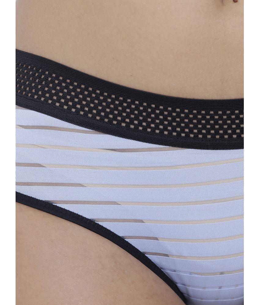 Top Men BASIICS By La Intimo - Light Blue BCPBR01 Polyester Striped Womens Briefs ( Pack of 1 ) 