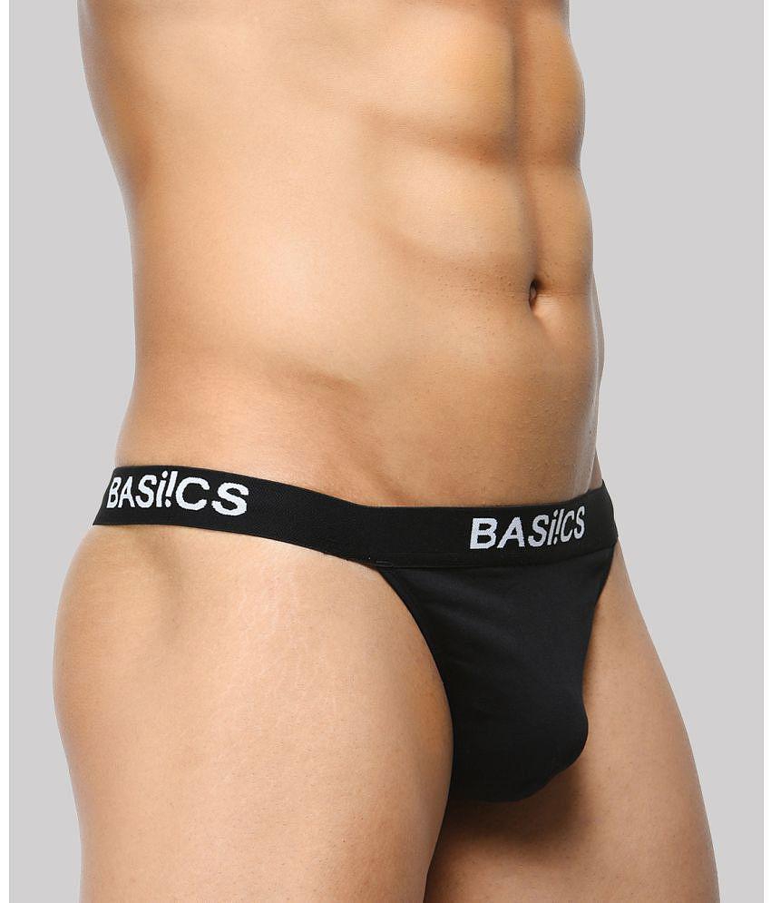Affordable Men BASIICS By La Intimo - Black BCSTH01 Spandex Men's Thongs ( Pack of 1 ) - None 20