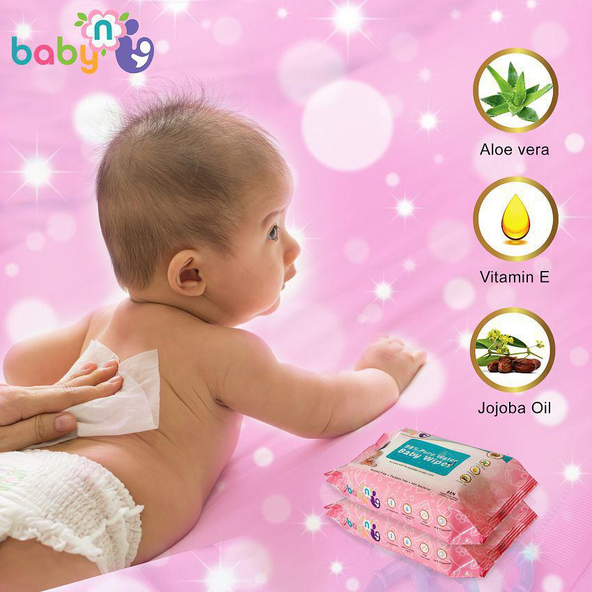 Babynu 98% Pure water wipes (80 wipes/pack) (Pack of 8)