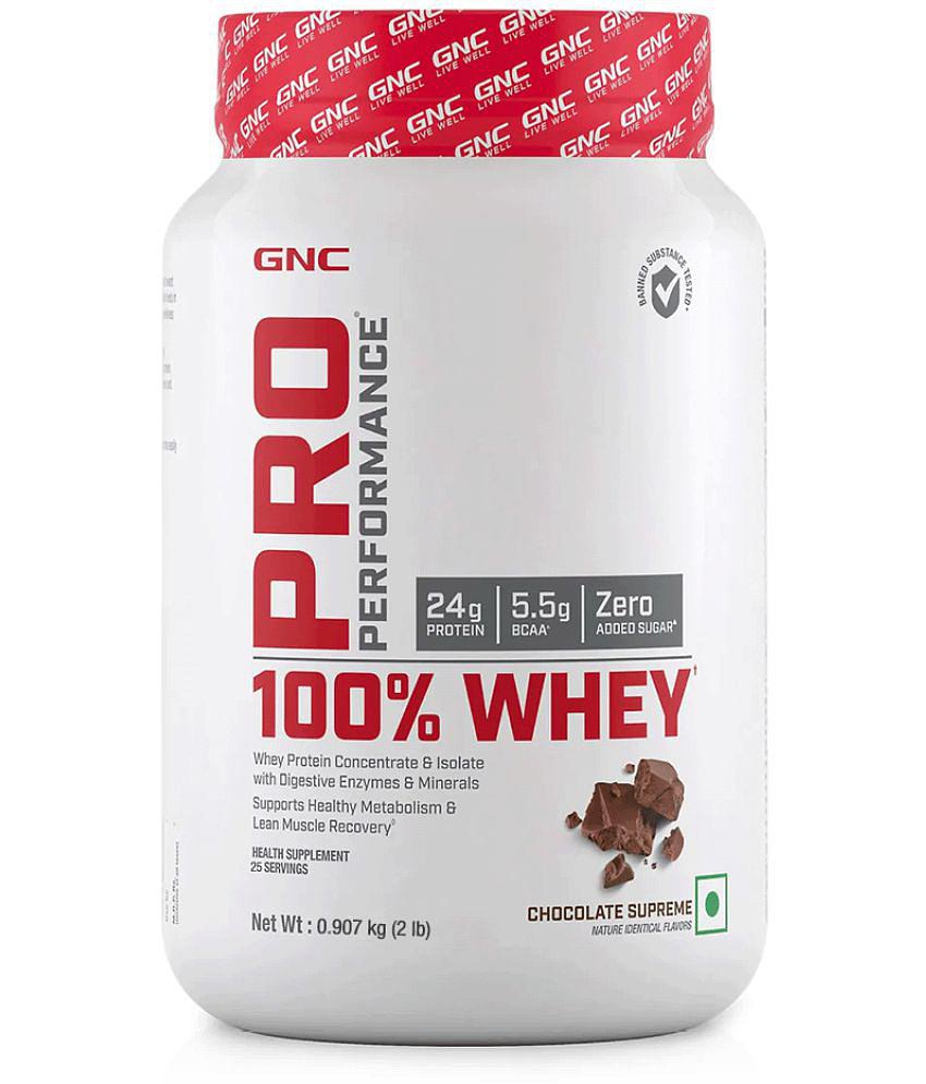 GNC Pro Performance 100% Whey Protein Powder(Chocolate Supreme, 2 lbs), Boosts Strength & Endurance, Builds Lean Muscles, Fastens Muscle Recovery