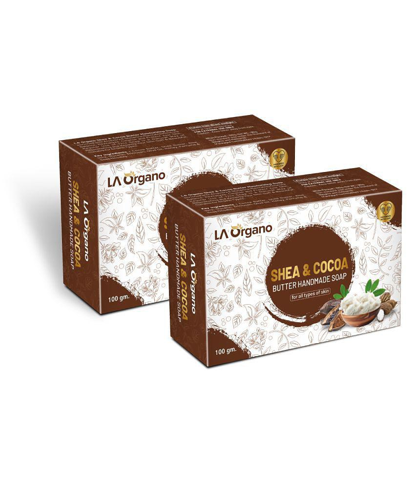 LA ORGANO Shea Cocoa Butter Handmade Natural Bath Bathing Bar 100 g Pack of 2