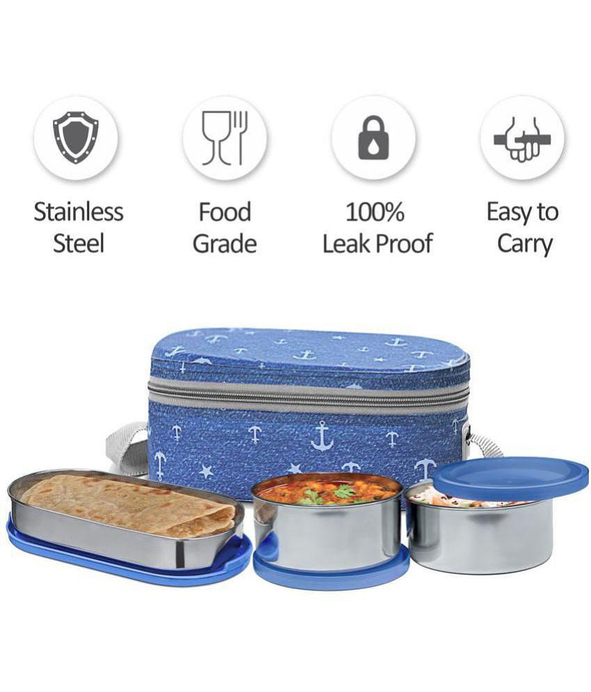 Milton - Corporate lunch,mro Stainless Steel Lunch Box 3 - Container ( Pack of 1 )