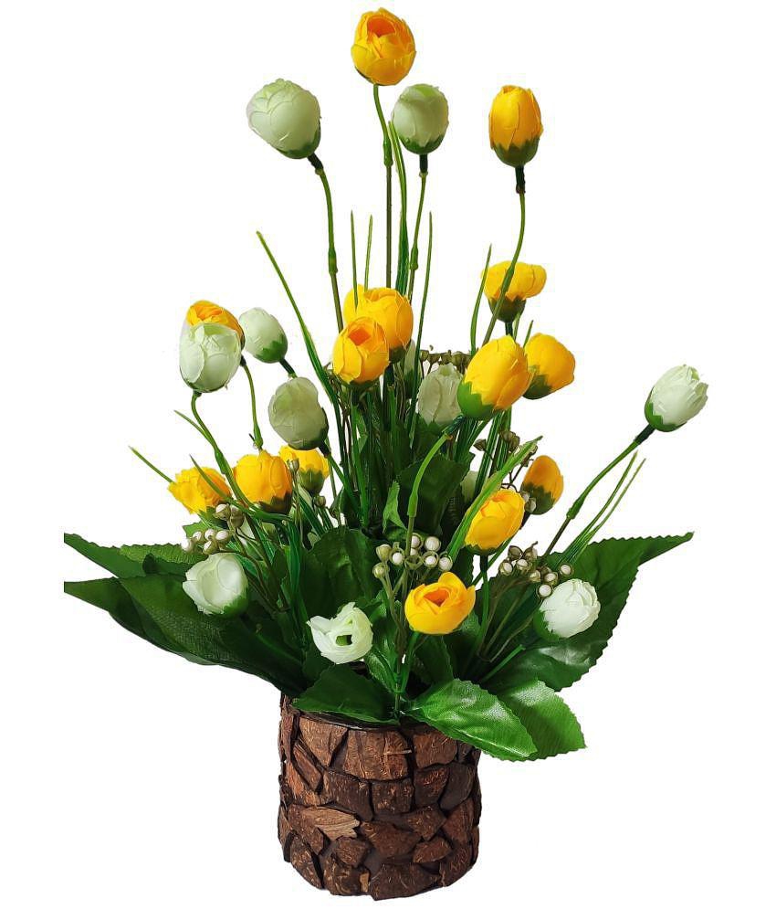 BAARIG - Yellow Rose Artificial Flower ( Pack of 1 )