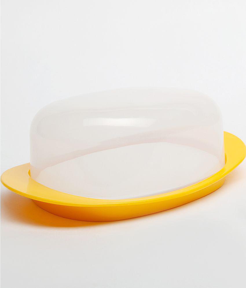 HOMETALES Plastic Butter Dish Container 500ml,Yellow (1U) - Yellow