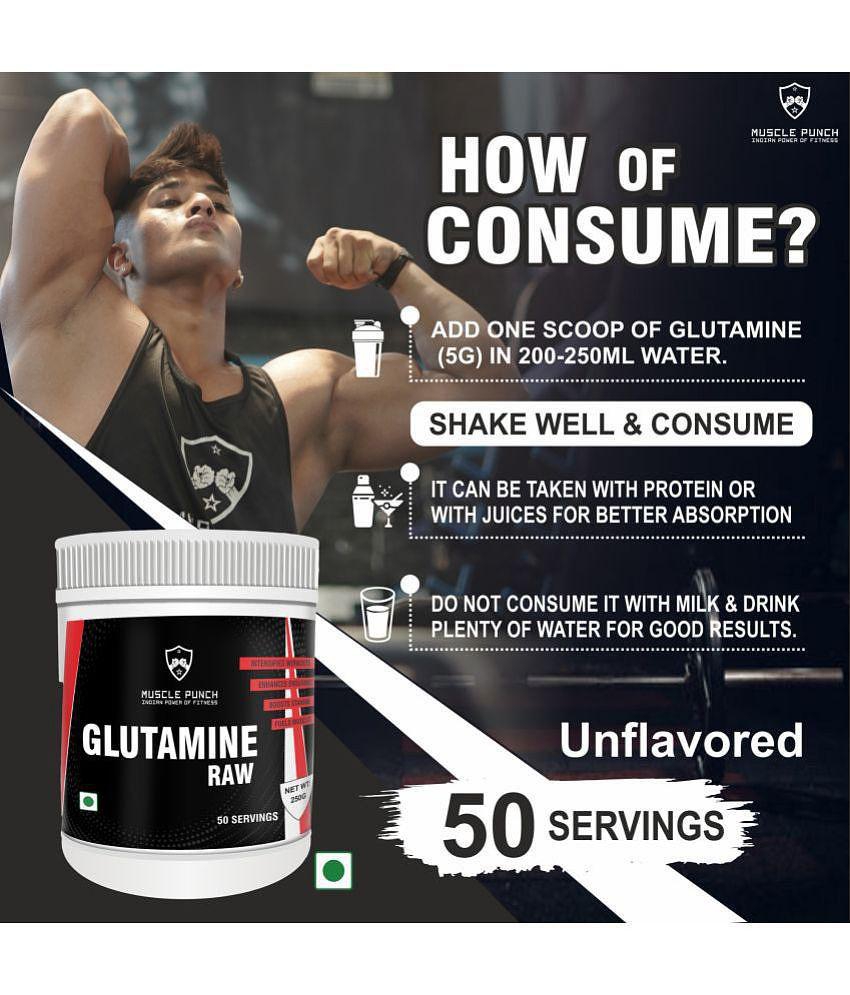 Muscle Punch Muscle Punch | Glutamine Raw| Post Workout | 100% Pure 250 gm 240 gm