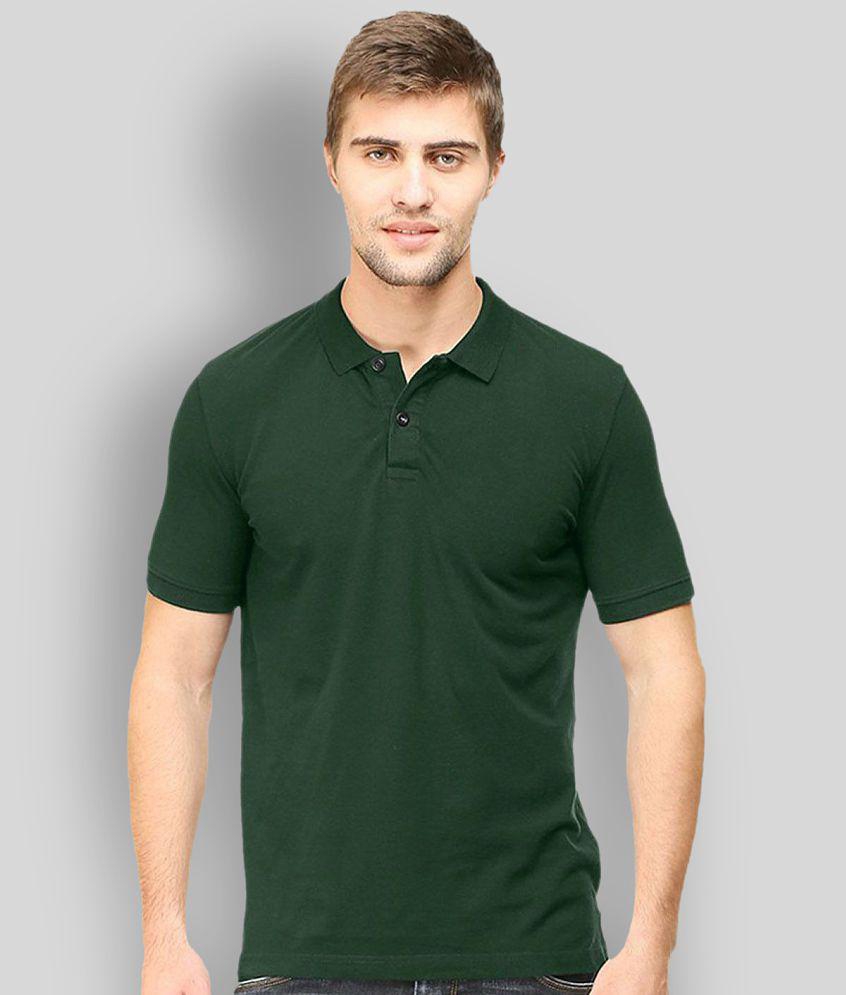 FASHION365 - Green Cotton Blend Slim Fit Men's Polo T Shirt ( Pack of 1 ) - None