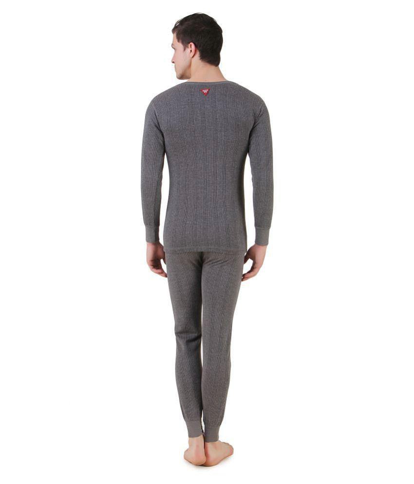 Hap Kings - Grey Cotton Blend Men''s Thermal Sets ( Pack of 1 ) - None