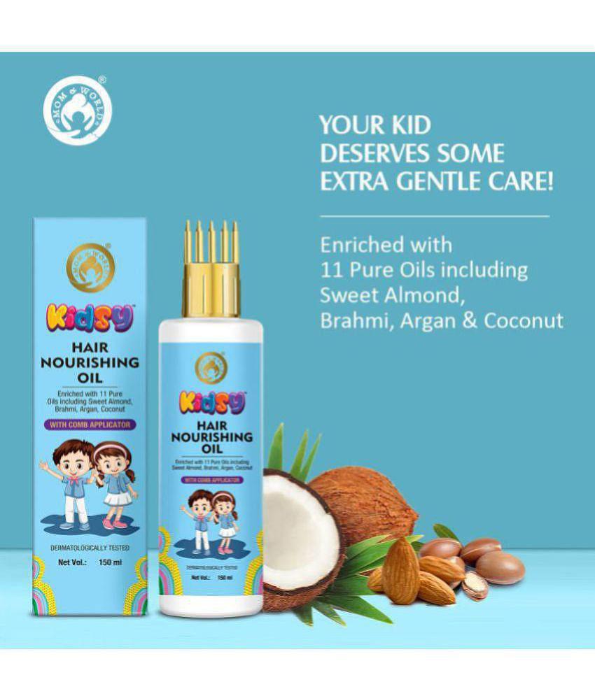 Mom & World Kidsy Hair Nourishing Oil With Comb Applicator for Kids, Dermatologically Tested, Enriched With 11 Pure Oils, 150ml