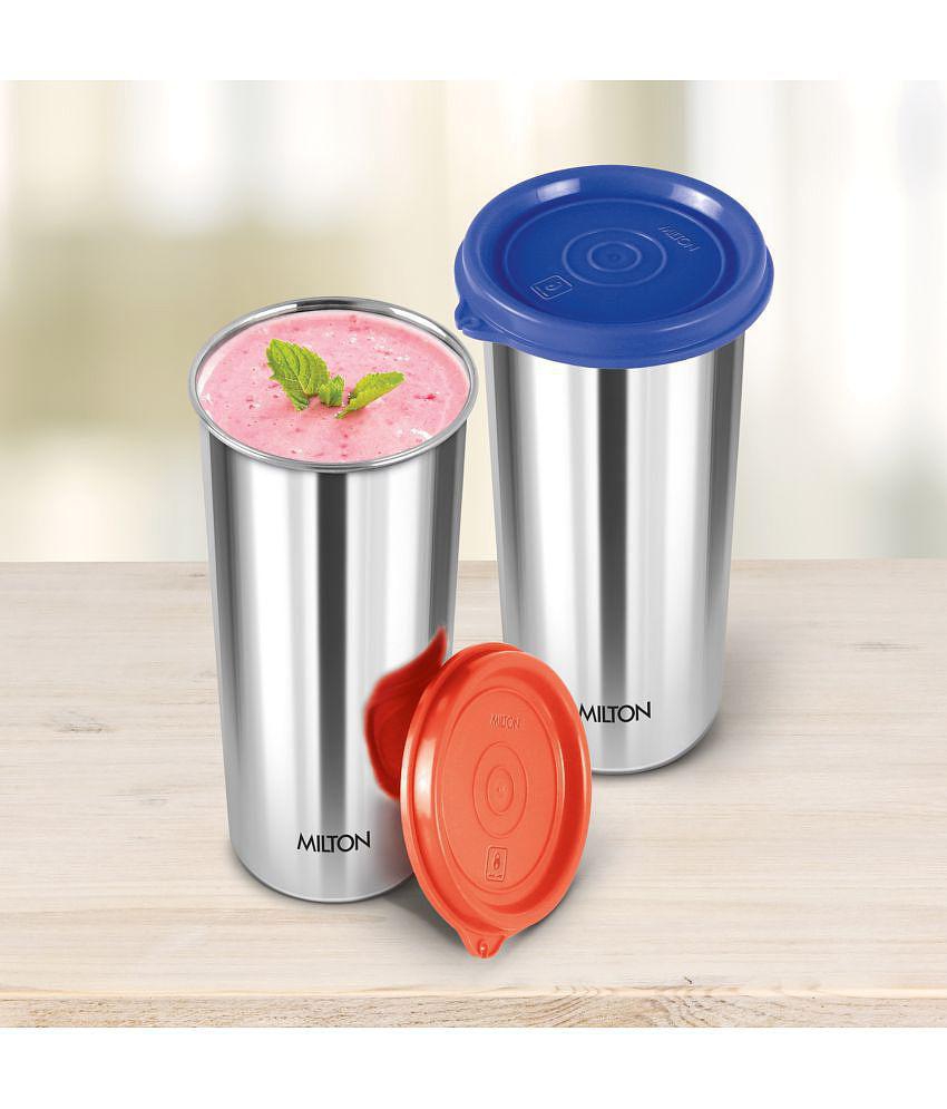 Milton Stainless Steel Tumbler with Lid Set of 5, 530 ml Each, Assorted (Lid Color May Vary) | Office | Gym | Yoga | Home | Kitchen | Hiking | Treking | Travel Tumbler - Assorted