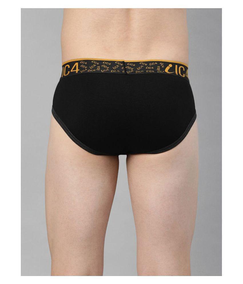 IC4 - Black Cotton Blend Men's Briefs ( Pack of 2 ) - XXL