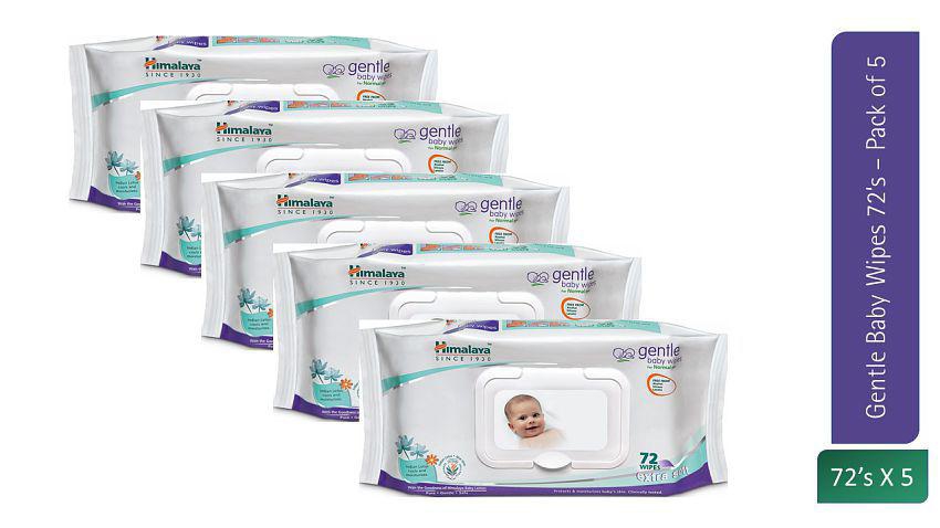 Himalaya Gentle Baby Wipes 72 (Pack of 5)